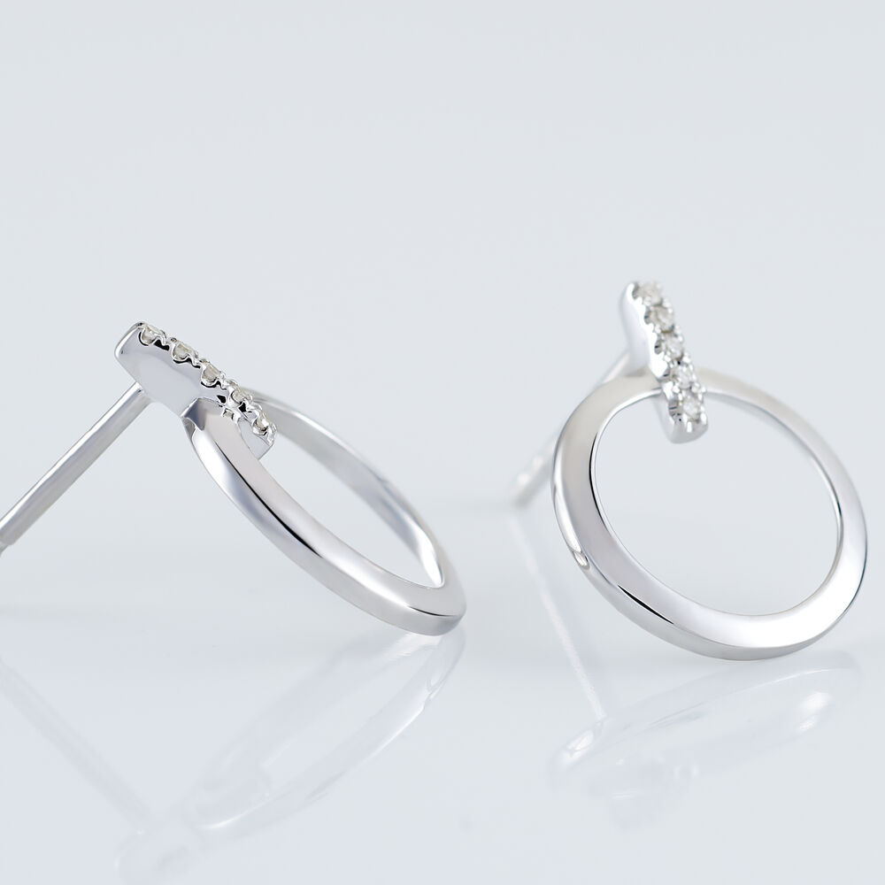 Boucles D'oreilles Puces Melissande Or Blanc Diamant -  Femme | Marc Orian