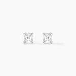 Boucles D'oreilles Puces Carre Argent Blanc Oxyde De Zirconium - Puces Femme | Marc Orian