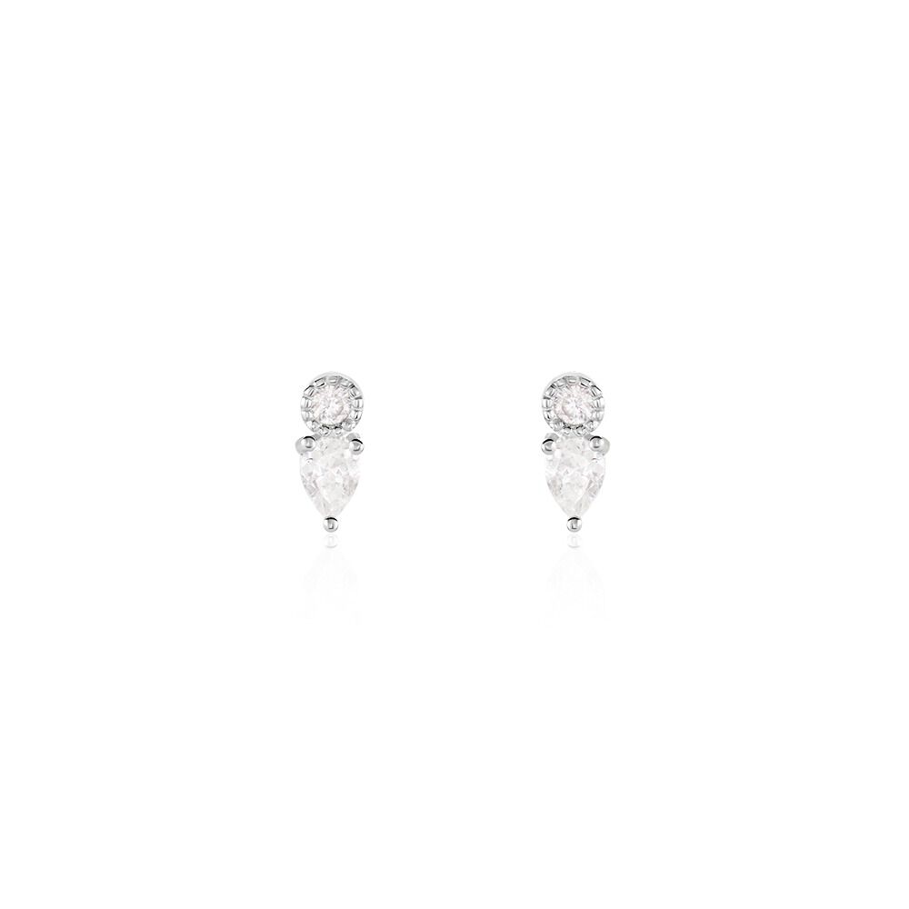 Boucles D'oreilles Puces Argent Blanc Delya Oxyde De Zirconium - Puces Femme | Marc Orian