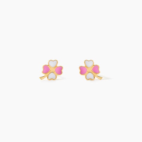 Boucles D'oreilles Puces Trefle Email Or Jaune - Puces Enfant | Marc Orian