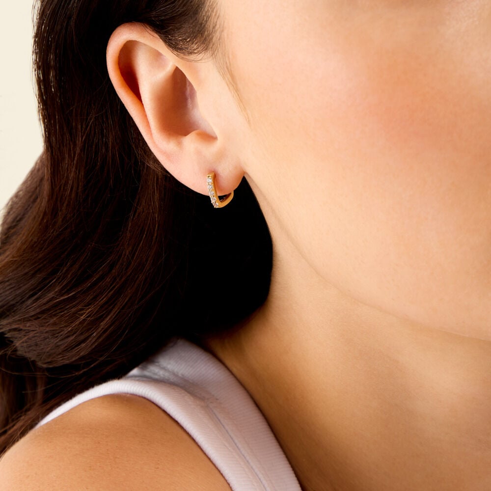 Cr&eacute;oles Melene Argent Dor&eacute; A L'Or 750/1000 Oxyde De Zirconium - Cr&eacute;oles Femme | Marc Orian