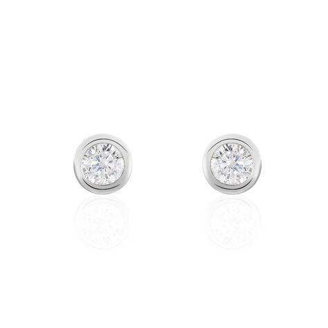 Boucles D'oreilles Puces Daria Serti Clos Or Blanc Oxyde De Zirconium - Puces Femme | Marc Orian