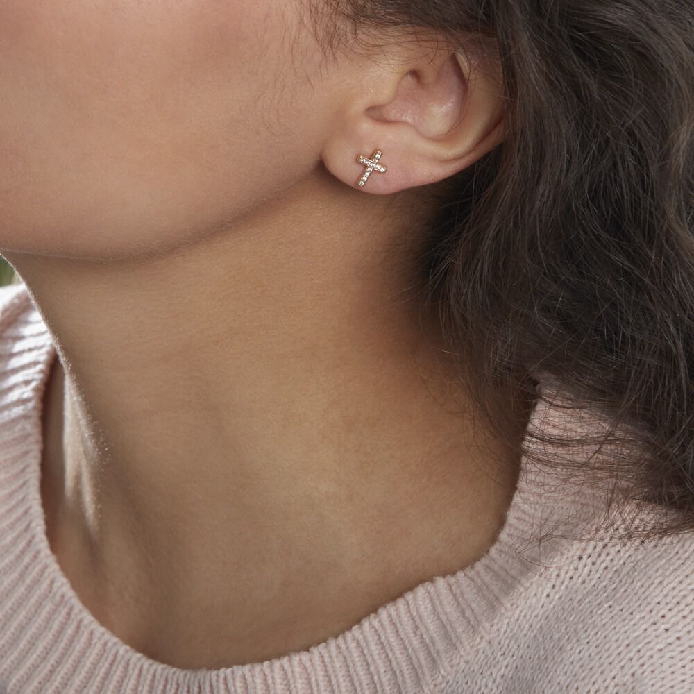 Boucles D'oreilles Puces Fatos Plaqué Or Oxydes De Zirconium - Puces Femme | Marc Orian