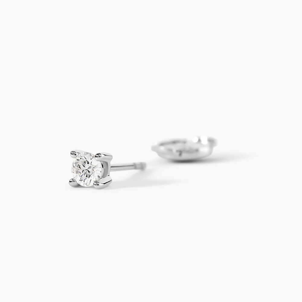 Boucles D'Oreilles Puces One Or Blanc Diamants - Boucles d'oreilles mariage Femme | Marc Orian