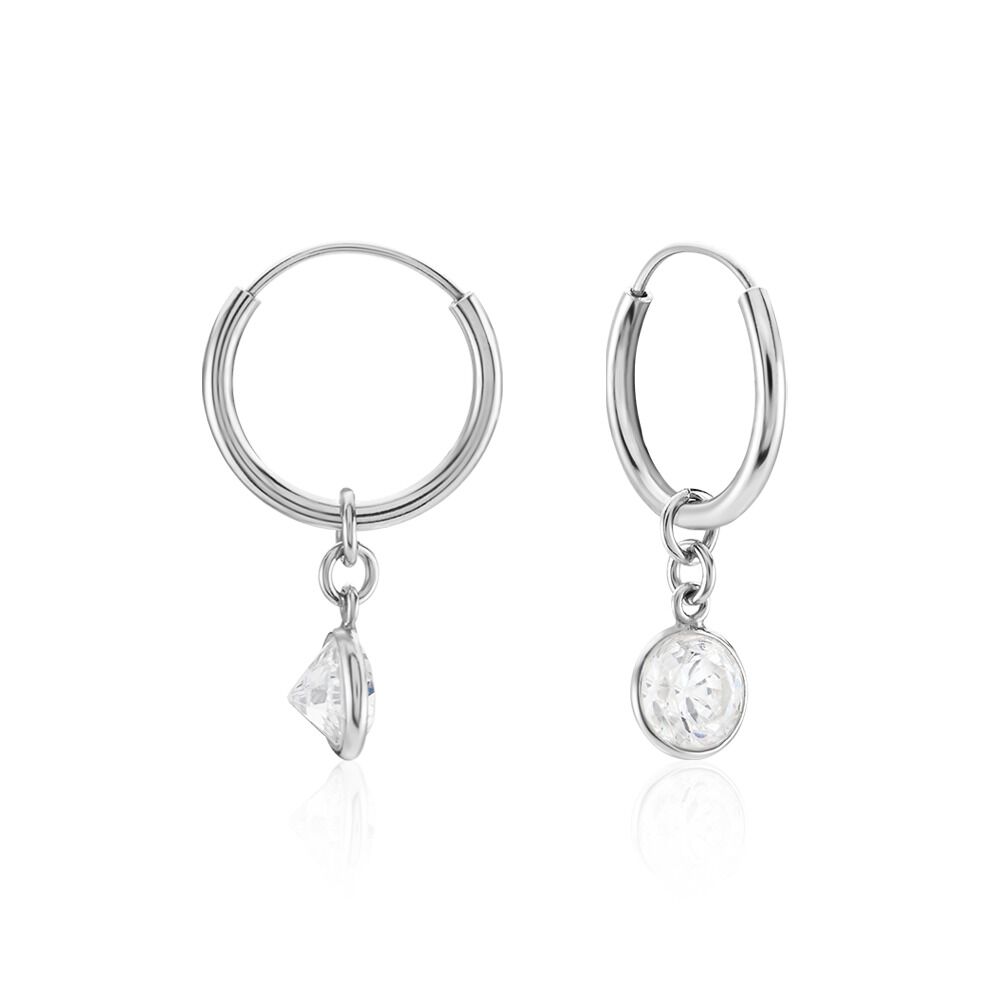 Créoles Argent Blanc Lehunnus Oxyde De Zirconium - Créoles Femme | Marc Orian