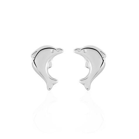 Boucles D'oreilles Puces Fulvie Dauphin 5 Or Blanc - Puces Femme | Marc Orian