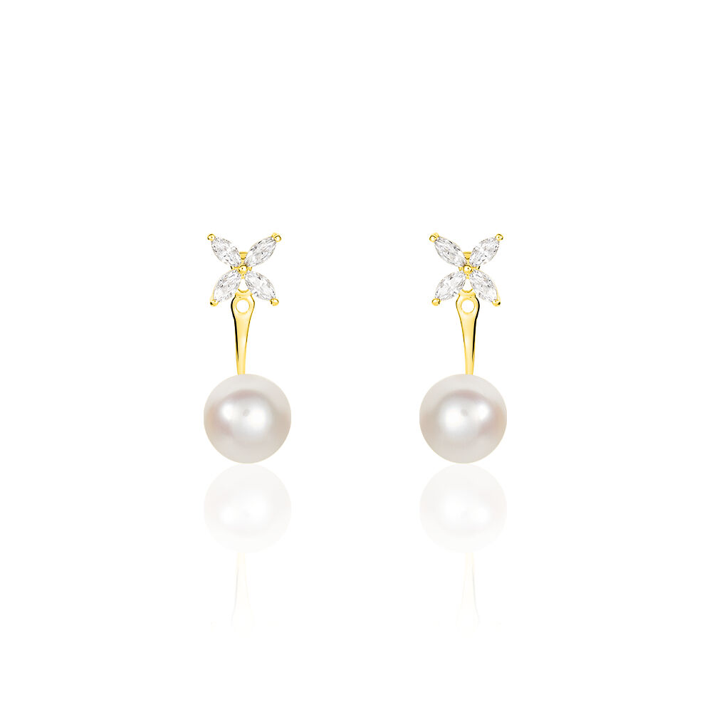 Bijoux D'oreilles Norah Or Jaune Perle De Culture Et Oxyde - Piercings d'oreilles Femme | Marc Orian