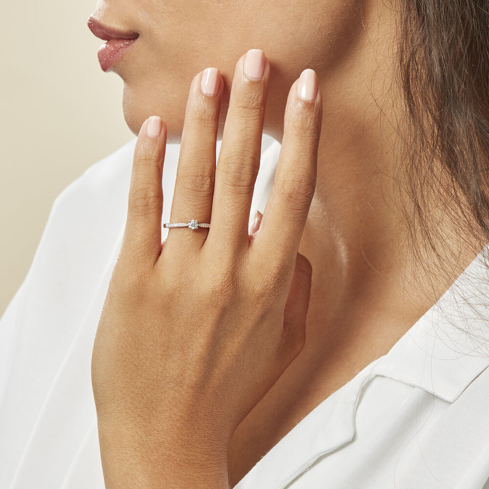 Bague Solitaire Hemera Or Blanc Diamant - Parures de mariage Femme | Marc Orian