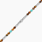 Bracelet Naturel Acier Blanc Oeil De Tigre Turquoise - Bracelets cha&icirc;nes Homme | Marc Orian