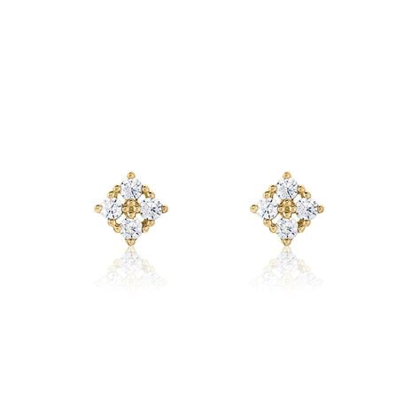 Boucles D'oreilles Puces éclat Perlé Plaqué Or Oxyde De Zirconium - Puces Femme | Marc Orian