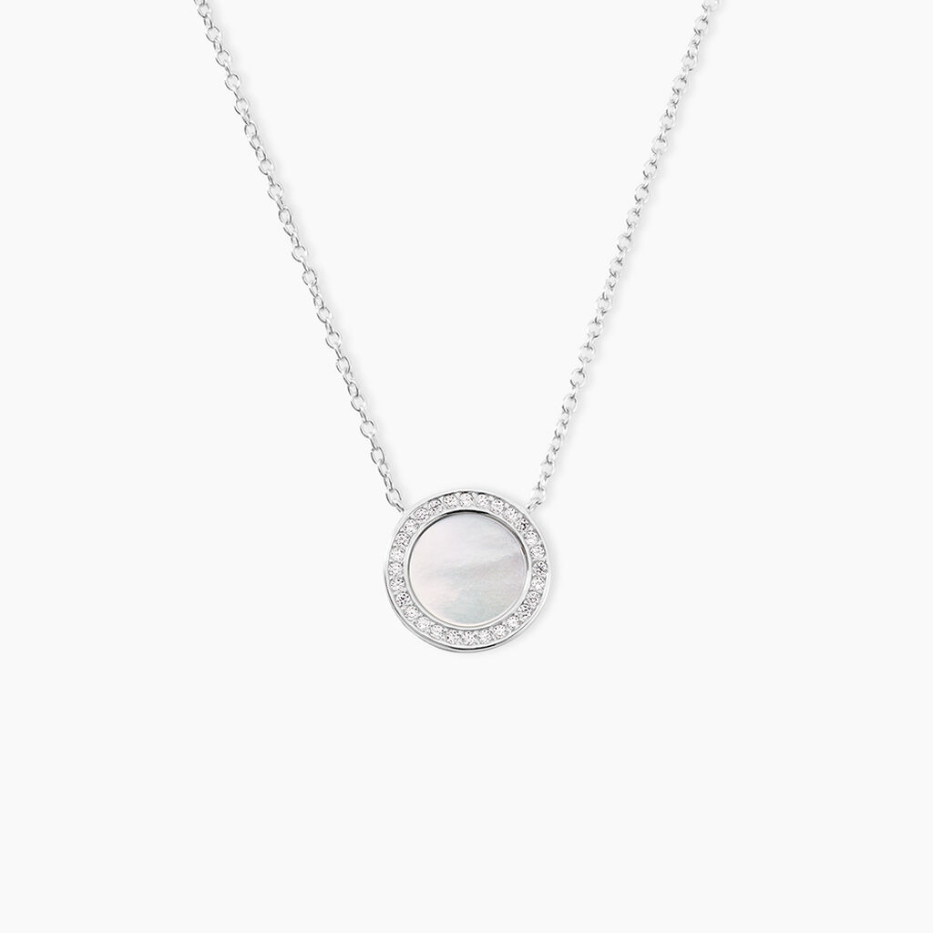 Collier Nawala Argent Blanc Oxyde De Zirconium Et Nacre - Colliers avec pierres Femme | Marc Orian