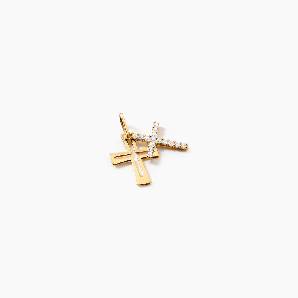 Pendentif Canice Argent Dor&eacute; A L'Or 750/1000 Oxyde De Zirconium - Pendentifs Femme | Marc Orian