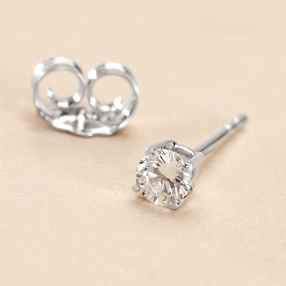 Boucle D'oreille Puce Unitaire Victoria Or Blanc Diamant - Puces Famille | Marc Orian