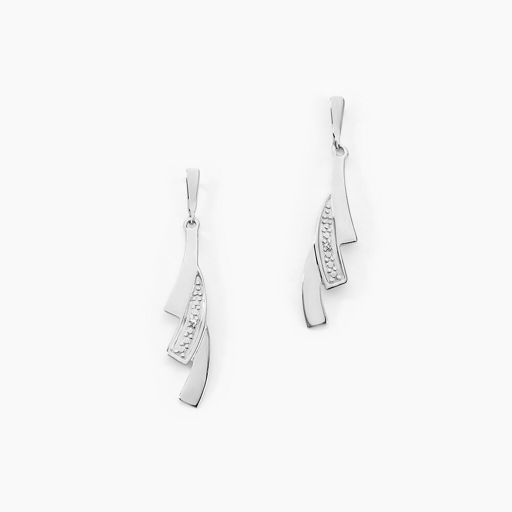 Boucles D'oreilles Pendantes Ainhoa Or Blanc Diamant - Pendantes Femme | Marc Orian