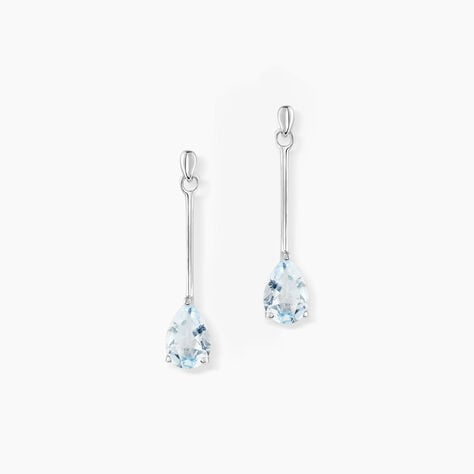 Boucles D'oreilles Pendantes Goutte Or Blanc Topaze - Pendantes Femme | Marc Orian