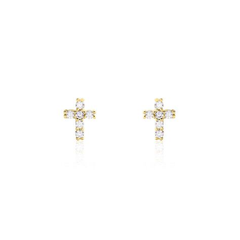 Boucles D'oreilles Puces Luna Or Jaune Oxyde De Zirconium - Puces Femme | Marc Orian
