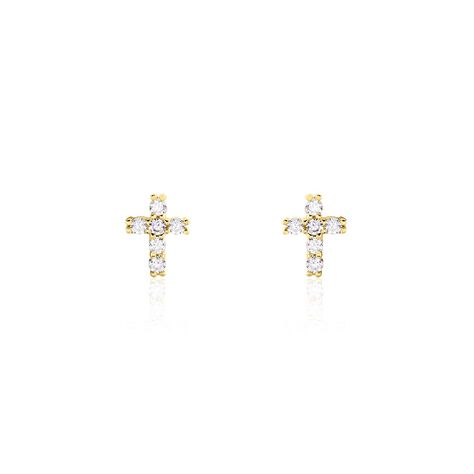 Boucles D'oreilles Puces Luna Or Jaune Oxyde De Zirconium - Clous d'oreilles Femme | Marc Orian