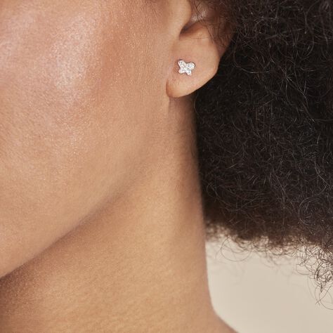 Boucles D'oreilles Puces Evaelle Papillon 0 Or Rose Strass - Clous d'oreilles Femme | Marc Orian