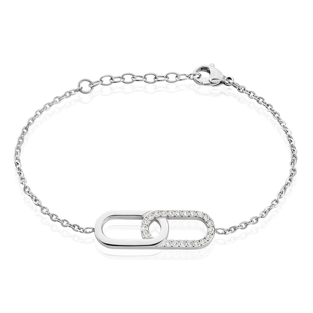 Bracelet Rekia Acier Blanc Strass - Bracelets Anneaux Entrelaces Femme | Marc Orian