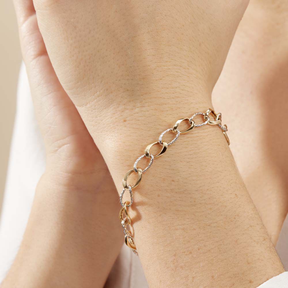 Bracelet Joice Maille Alternée Et Godronne Or Bicolore - Bracelets mailles Femme | Marc Orian