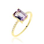 Bague Or Jaune Mone Amethyste Et Oxydes De Zirconium - Bagues pierres fines Femme | Marc Orian