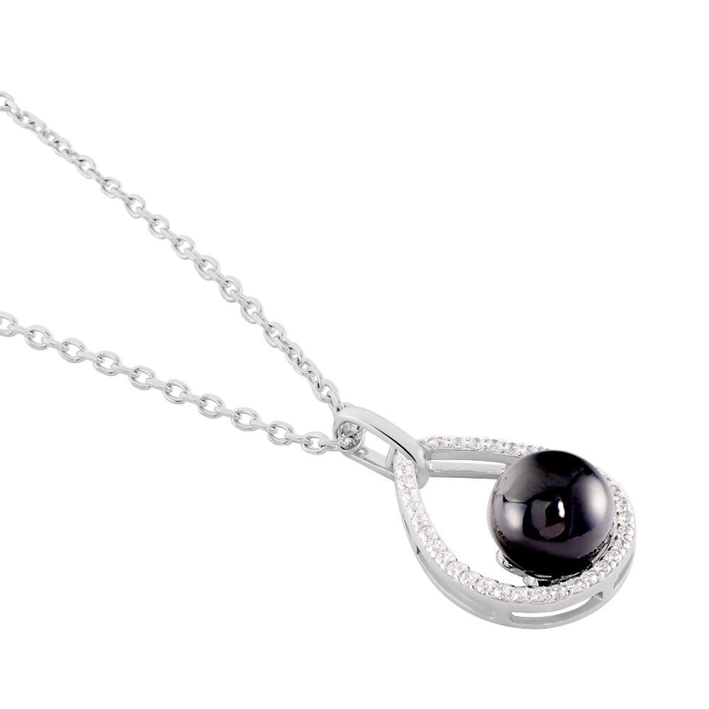 Collier Nerea Argent Blanc C&eacute;ramique Et Oxyde De Zirconium - Colliers avec pierres Femme | Marc Orian