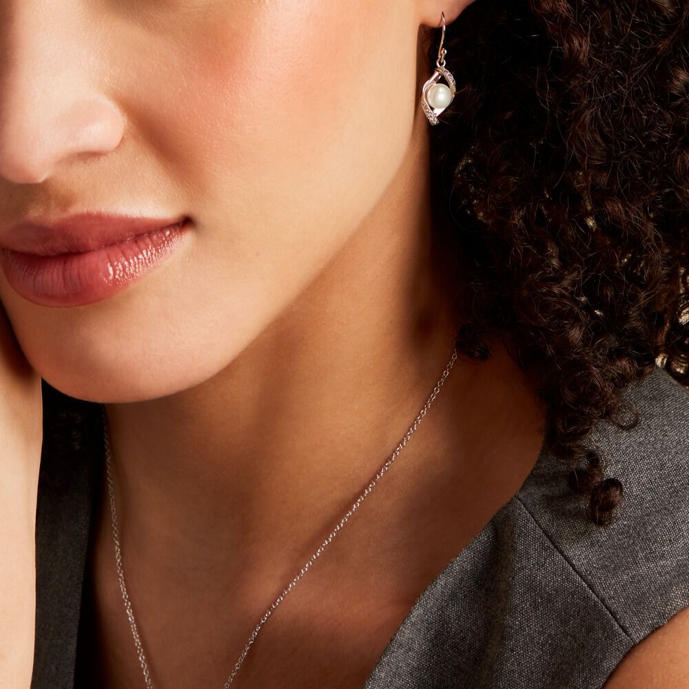 Boucles D'oreilles Pendantes Laurene Argent  Perle De Culture Et Oxyde - Pendantes Femme | Marc Orian