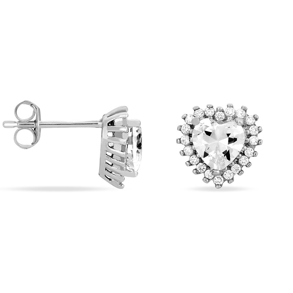 Boucles D'oreilles Puces Calvi Argent Blanc Oxyde De Zirconium - Puces Femme | Marc Orian