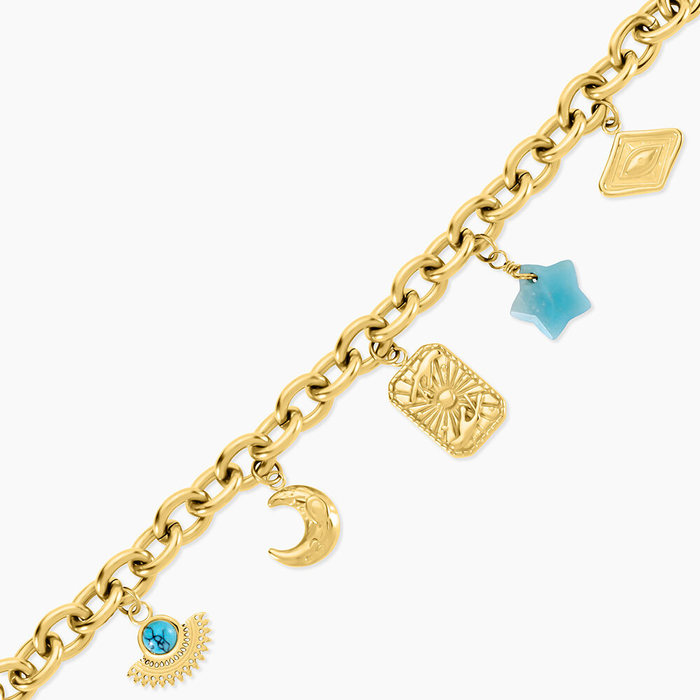 Bracelet Lerida Acier Jaune Amazonite Turquoise - Bracelets cha&icirc;nes Femme | Marc Orian