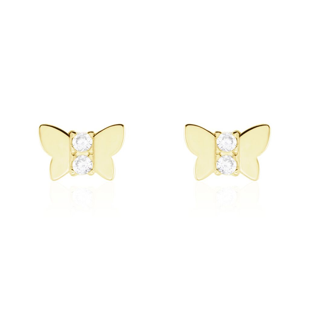 Boucles D'oreilles Puces Jadon Papillon Or Jaune Oxyde De Zirconium - Puces Femme | Marc Orian