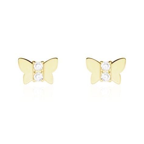 Boucles D'oreilles Puces Jadon Papillon Or Jaune Oxyde De Zirconium - Puces Femme | Marc Orian