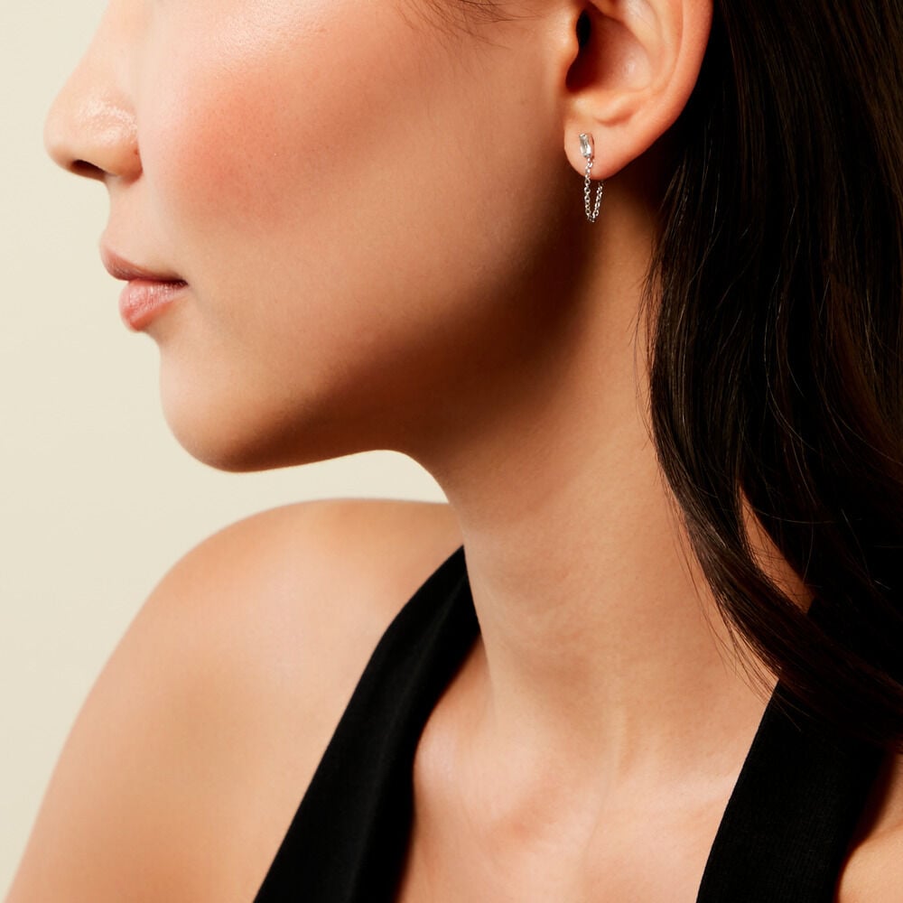 Boucles D'Oreilles Pendantes Manuelita Argent Blanc Oxyde De Zirconium - Pendantes Femme | Marc Orian