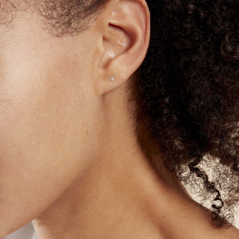 Boucles D'oreilles Puces Eddie Or Blanc Oxyde De Zirconium - Puces Femme | Marc Orian