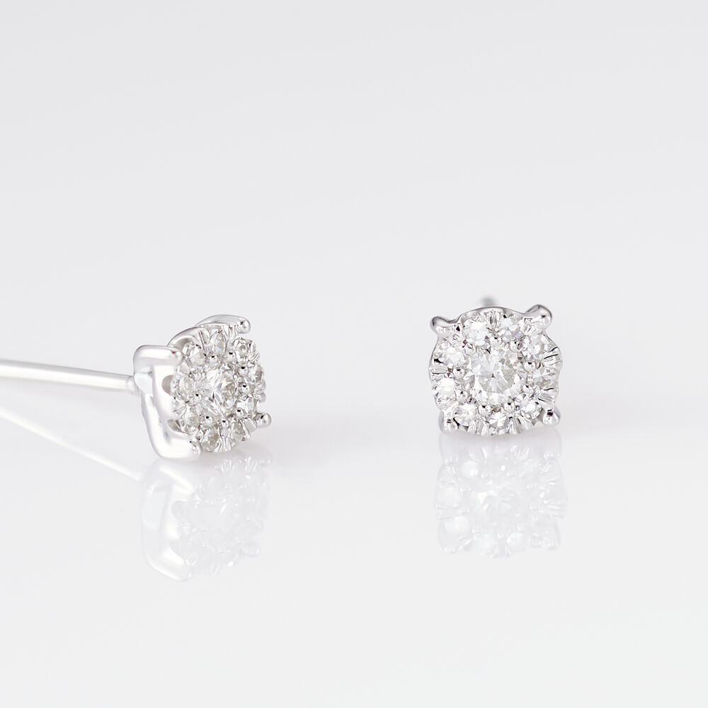 Boucles D'oreilles Puces Artemis Or Blanc Diamant - Puces Femme | Marc Orian