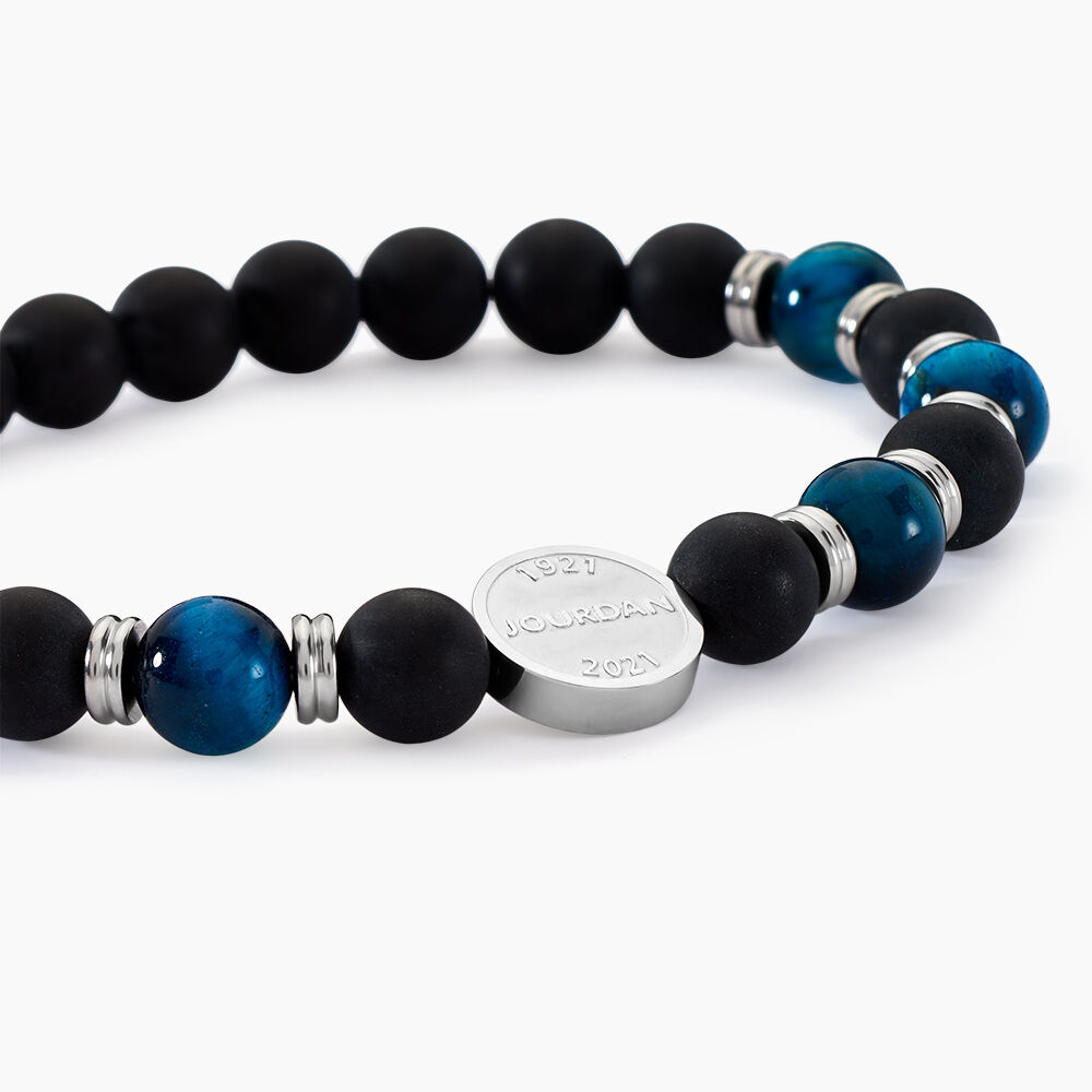 Bracelet Jourdan Homme 1921 Acier Blanc œil De Tigre Onyx - Bracelets Pierre Homme | Marc Orian