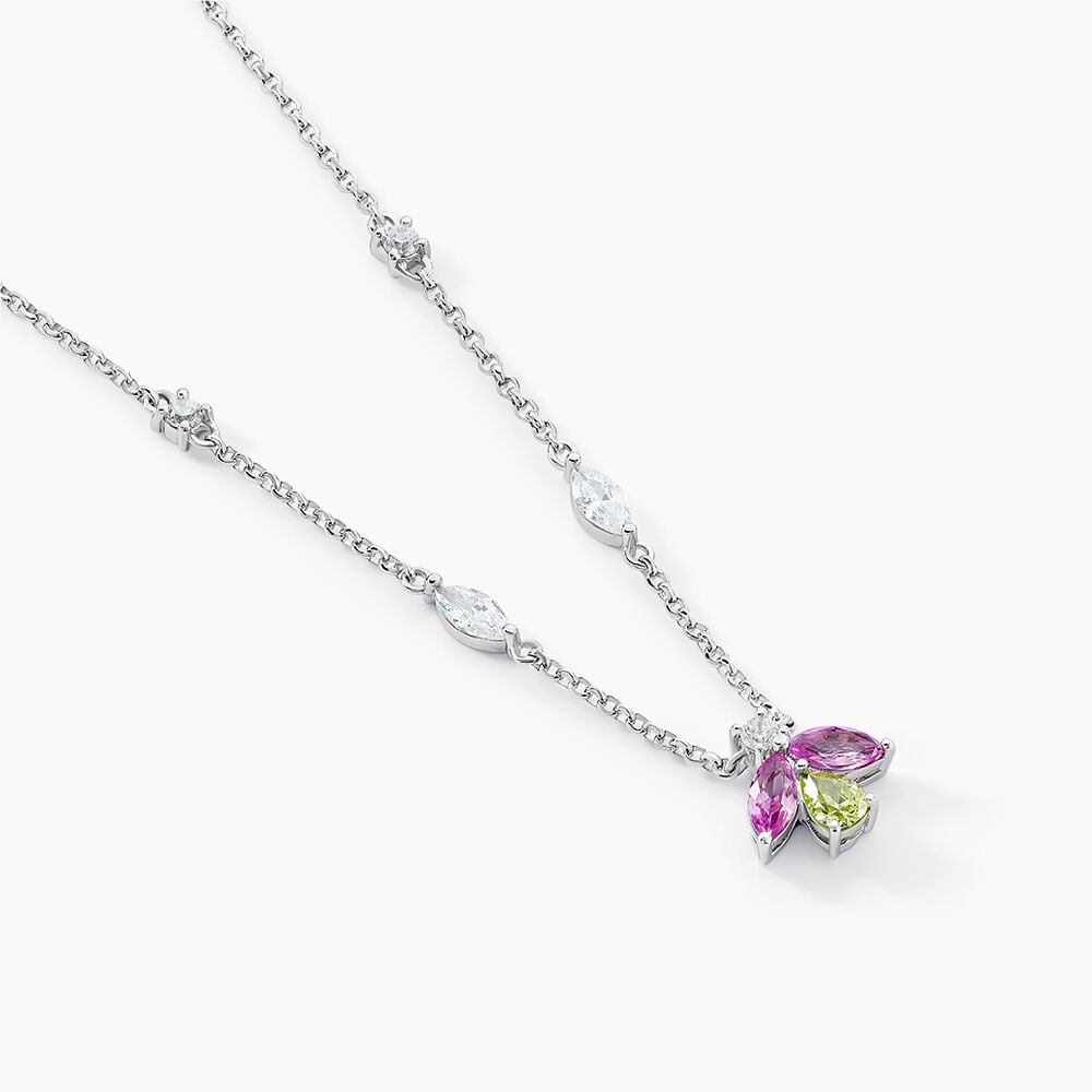 Collier Evasion Argent Blanc Pierre De Synthese Oxyde De Zirconium - Colliers avec pierres Femme | Marc Orian