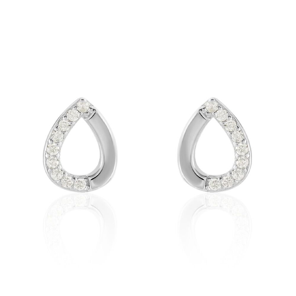Boucles D'oreilles Puces Argent Blanc Tancelin Oxydes De Zirconium - Puces Femme | Marc Orian