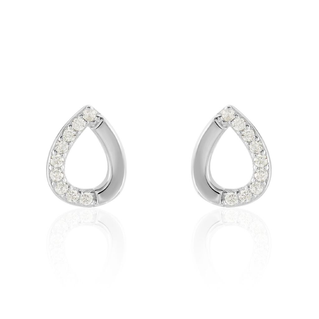 Boucles D'oreilles Puces Argent Blanc Tancelin Oxydes De Zirconium - Puces Femme | Marc Orian