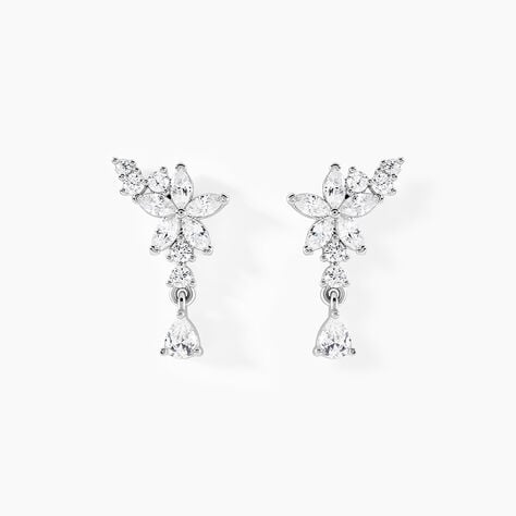 Boucles D'oreilles Pendantes Bertha Argent Blanc Oxyde De Zirconium - Pendantes Femme | Marc Orian