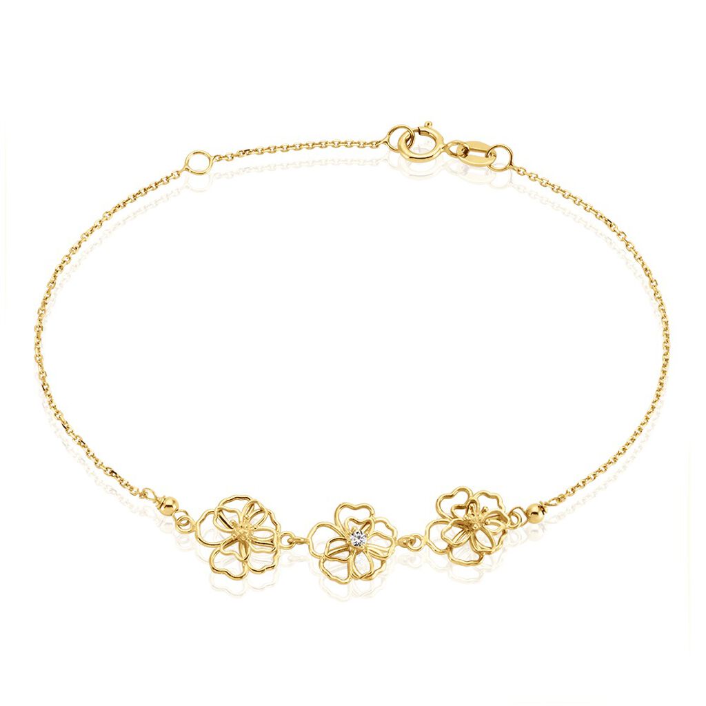 Bracelet Floraison Dor&eacute;e Or Jaune Oxyde De Zirconium - Bracelets cha&icirc;nes Femme | Marc Orian