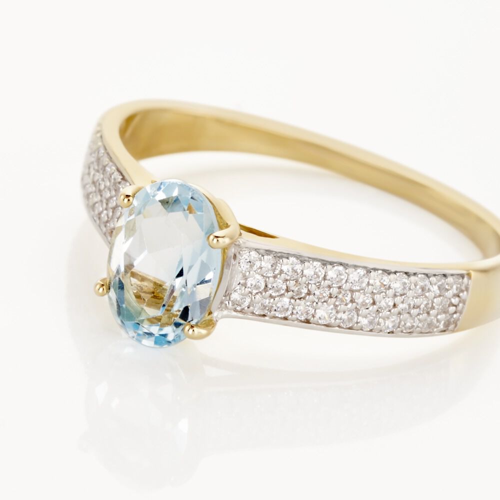 Bague Solitaire Crista Or Jaune Topaze Et Oxyde - Bagues pierres fines Femme | Marc Orian