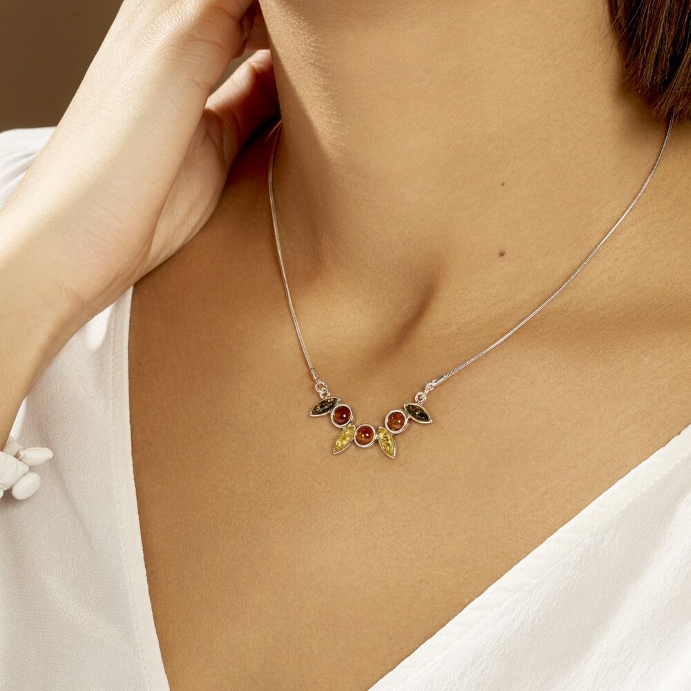 Collier Argent Blanc Sylvaincine Ambre - Colliers avec pierres Femme | Marc Orian