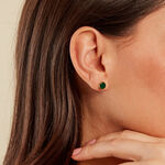 Boucles D'oreilles Puces Acier Dor&eacute; Malachite - Puces Femme | Marc Orian