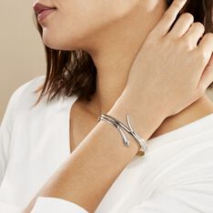 Bracelet Jonc Solitaae Argent Blanc - Bracelets jonc Femme | Marc Orian