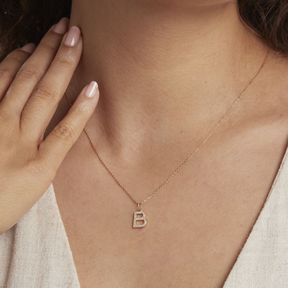 Pendentif Lettre B Or Jaune Oxyde - Pendentifs Famille | Marc Orian