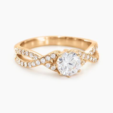 Bague Solitaire Plaqu&eacute; Or Jaune Arienne Oxydes De Zirconium - Bijoux fantaisie Femme | Marc Orian