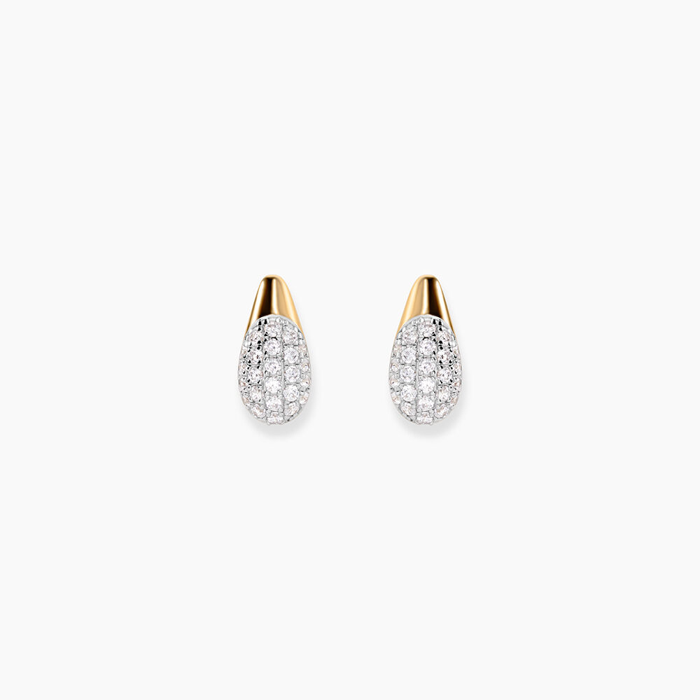 Boucles D'Oreilles Puces Nancia Argent Dor&eacute; A L'Or 750/1000 Oxyde De Zirconium - Puces Femme | Marc Orian