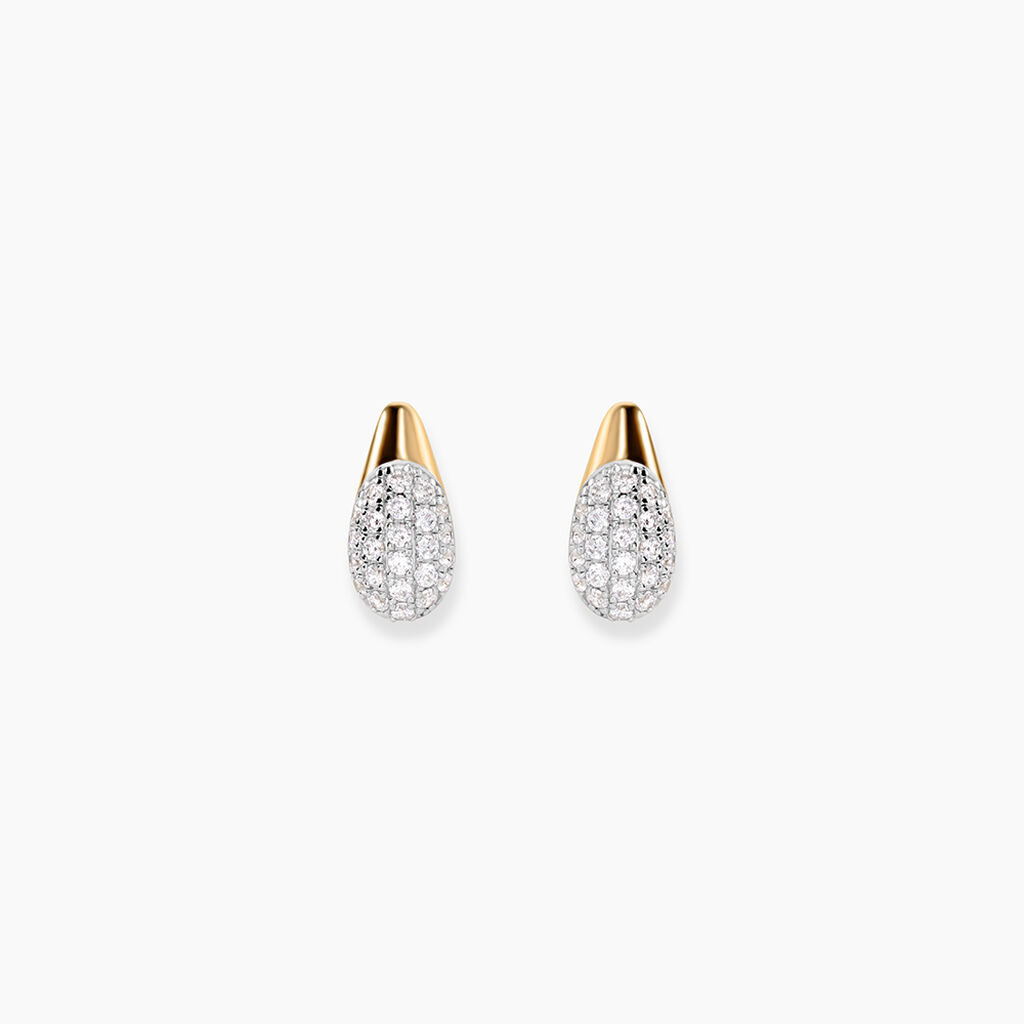 Boucles D'Oreilles Puces Nancia Argent Dor&eacute; A L'Or 750/1000 Oxyde De Zirconium - Puces Femme | Marc Orian