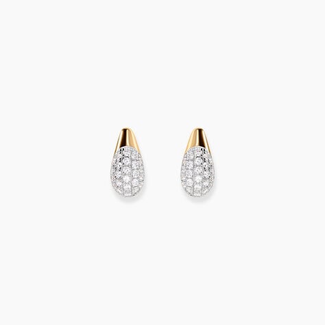 Boucles D'Oreilles Puces Nancia Argent Dor&eacute; A L'Or 750/1000 Oxyde De Zirconium - Puces Femme | Marc Orian