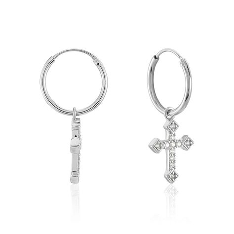 Créoles Angel Argent Blanc Oxyde De Zirconium - Boucles d'oreilles Créoles Femme | Marc Orian